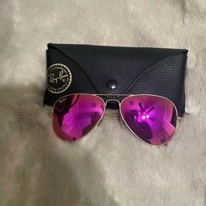 Ray ban aviators pink flash lense